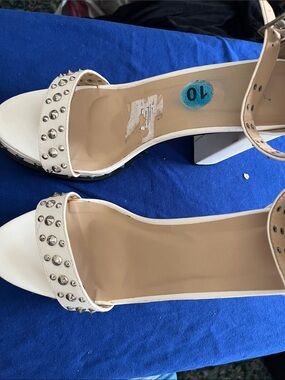 Wild Diva White Studded Open-Toe Ankle-Strap Sandals